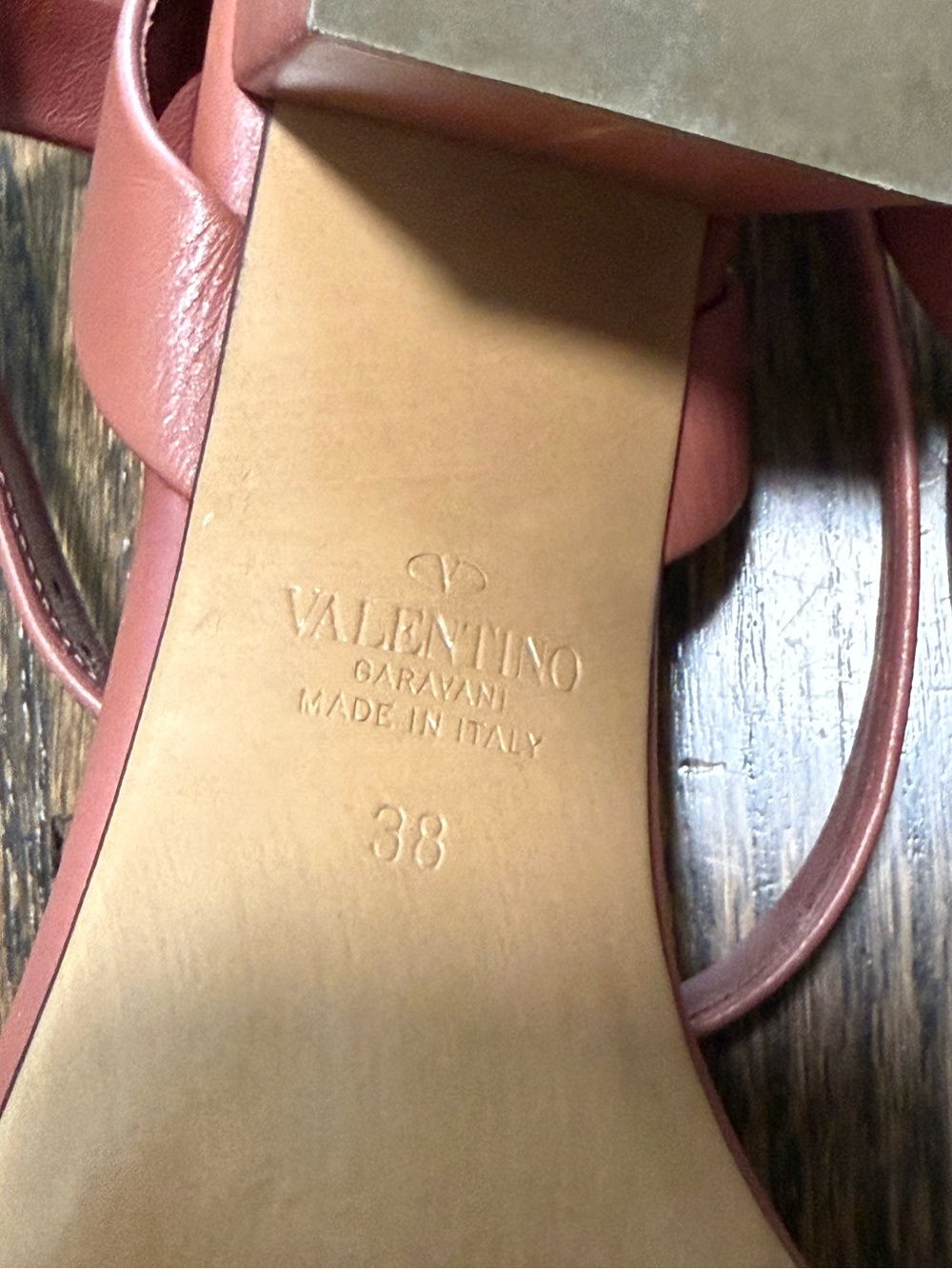 Valentino Garavani Brown Leather Gold-Stud Ankle Strap Sandals Size 38 - Picture 4 of 5